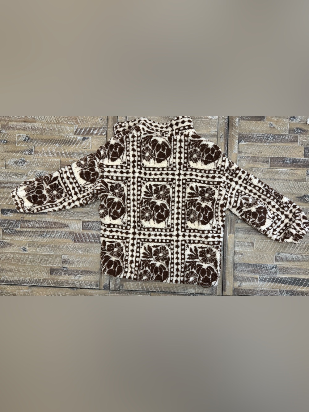 Cider Printed Floral Brown & Cream Fleece Jacket - NWT - XS - Picture 7 of 10